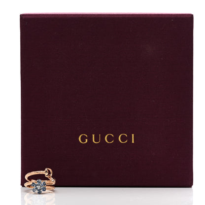 Gucci 18K Rose Gold Diamond Blue Sapphire Flora Wrap Ring 53 6.25 6 of 6