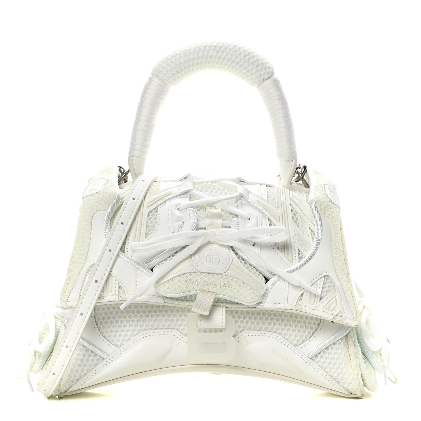 Faux Calfskin Fabric Glow In The Dark Small Sneakerhead Top Handle Bag White