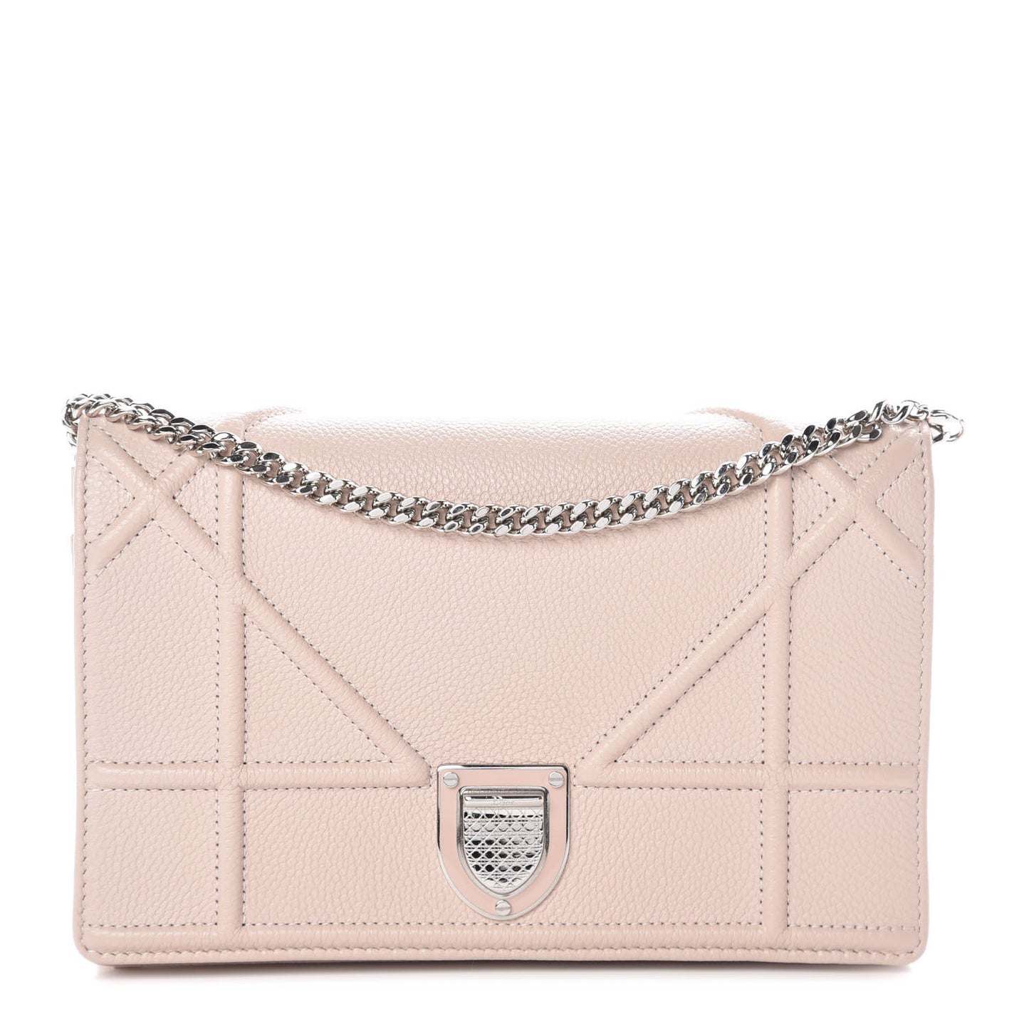 Grained Calfskin Diorama Wallet on Chain Pouch Nude
