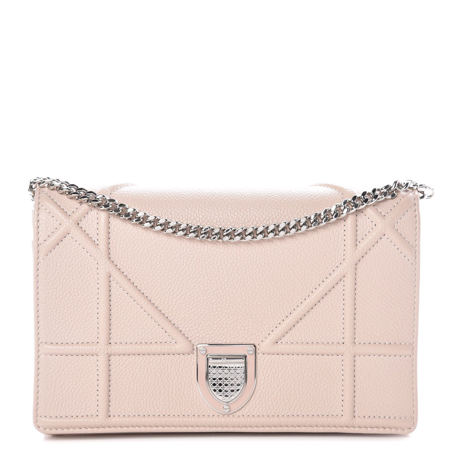 Christian Dior Grained Calfskin Diorama Wallet on Chain Pouch Nude 1 of 11