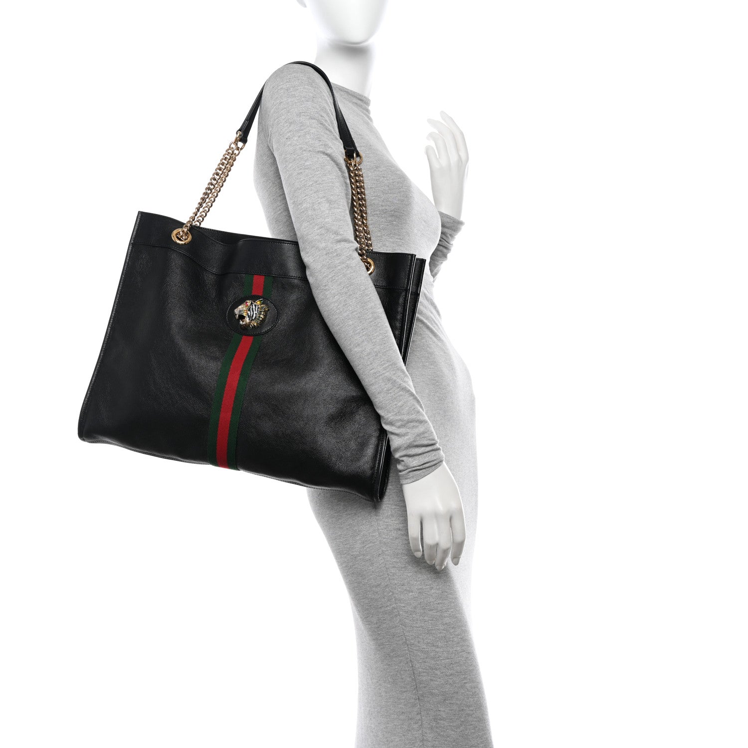 Gucci Calfskin Large Rajah Chain Tote Black 2 of 13