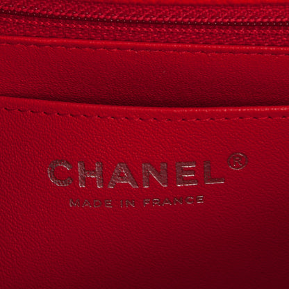 Chanel Caviar Chevron Quilted Mini Rectangular Flap Red 6 of 7