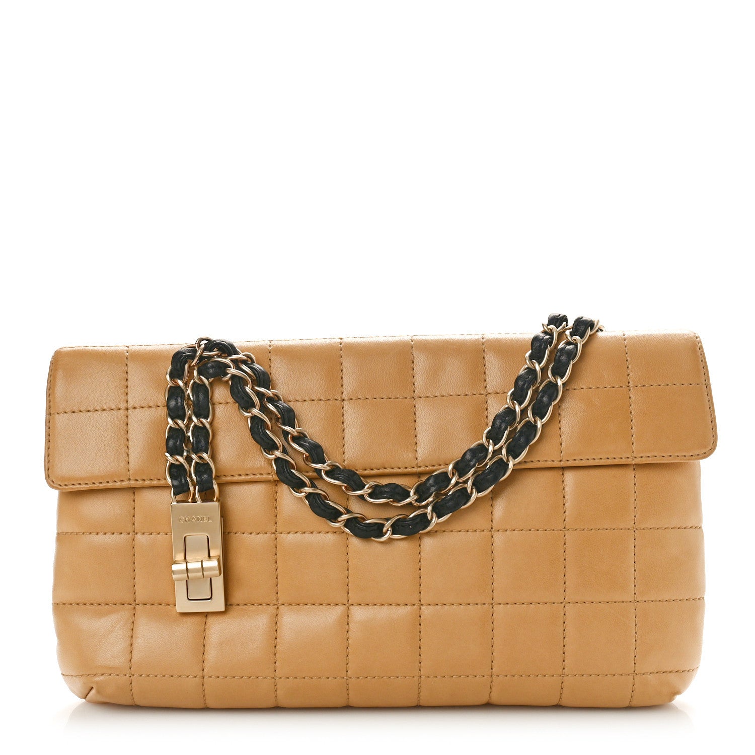 Chanel Lambskin Chocolate Bar Mademoiselle Flap Shoulder Bag Beige 1 of 9