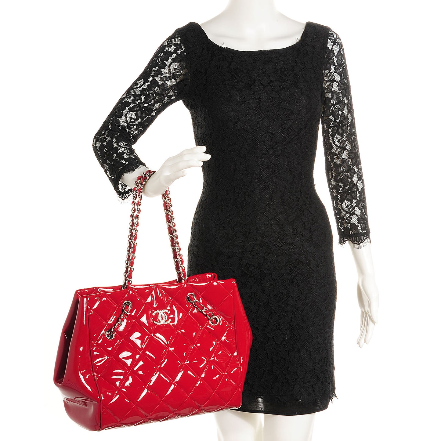 Patent Large Cells Tote Red