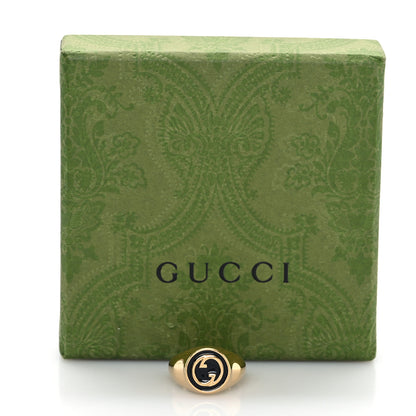 Gucci Metal Enamel Interlocking G Ring S 52 6 Gold Black 6 of 7