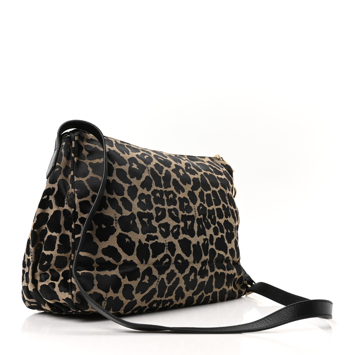 Jacquard Leopard Print Mia Shoulder Bag Taupe Black