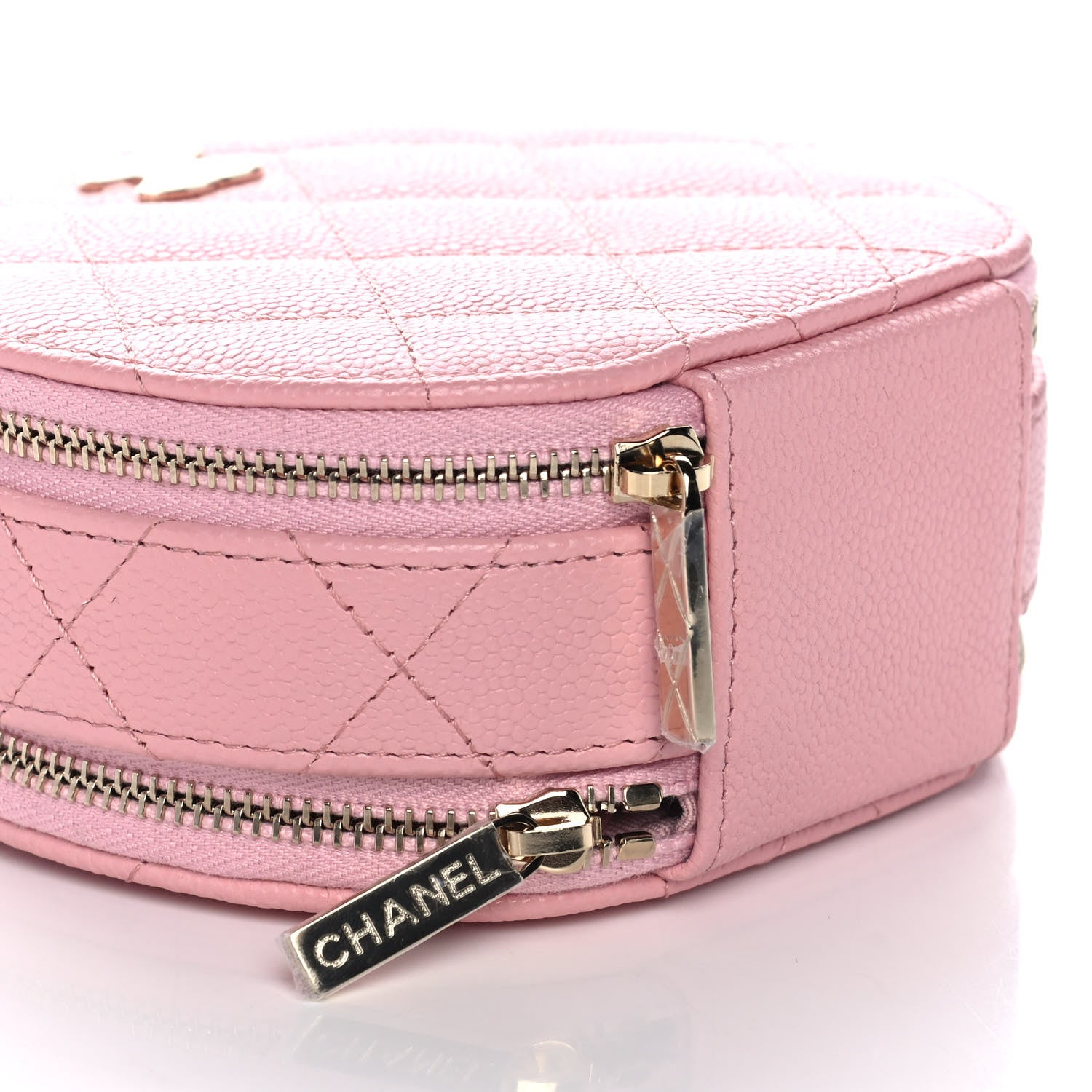 Chanel Caviar Quilted Round Handle With Care Vanity With Chain Pink 10 of 12