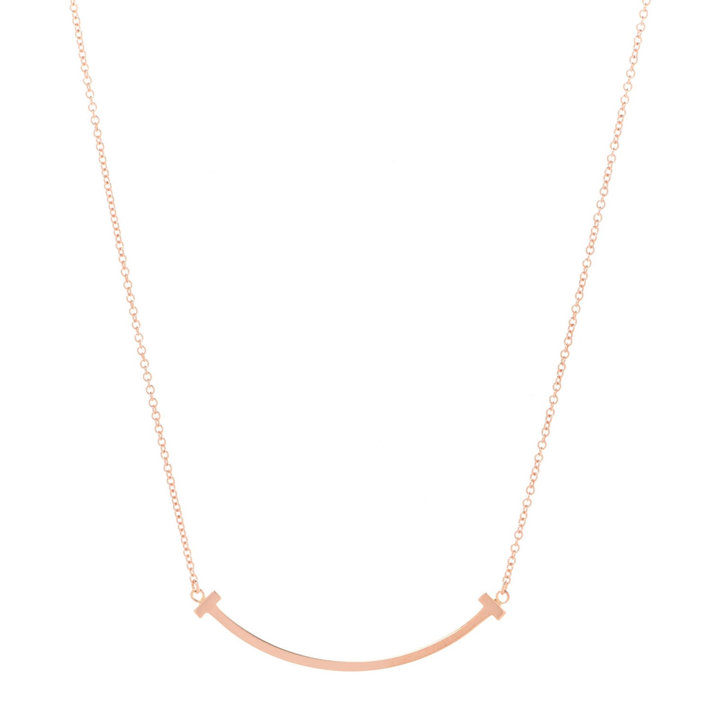 18K Rose Gold Small T Smile Pendant Necklace