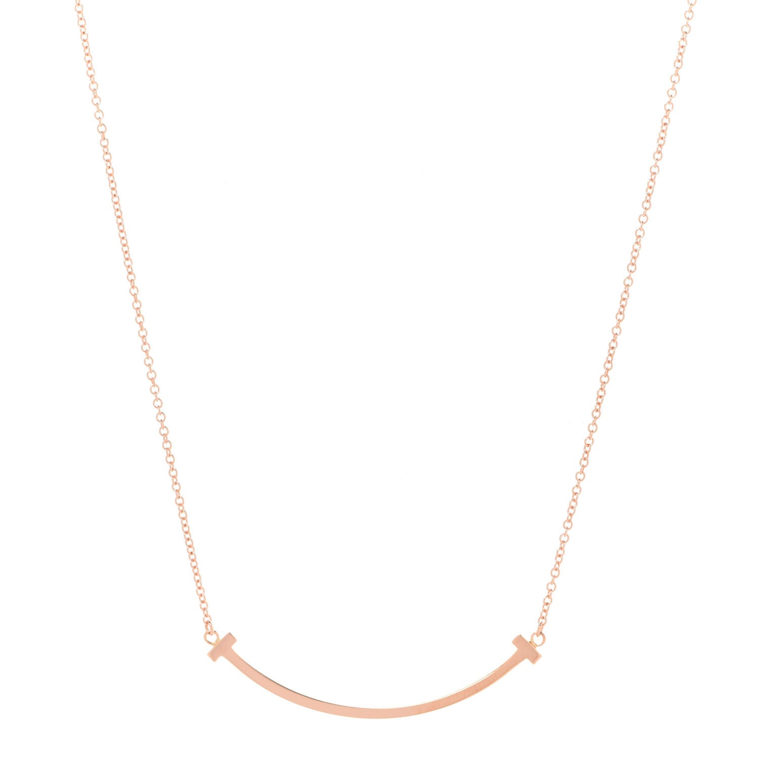 Tiffany 18K Rose Gold Small T Smile Pendant Necklace 1 of 7