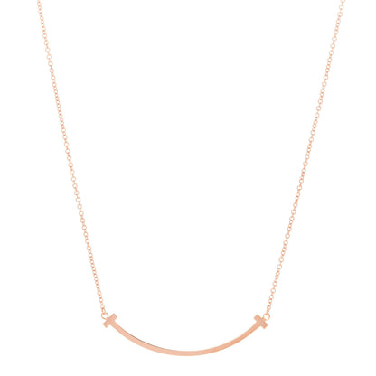 Tiffany 18K Rose Gold Small T Smile Pendant Necklace 1 of 7