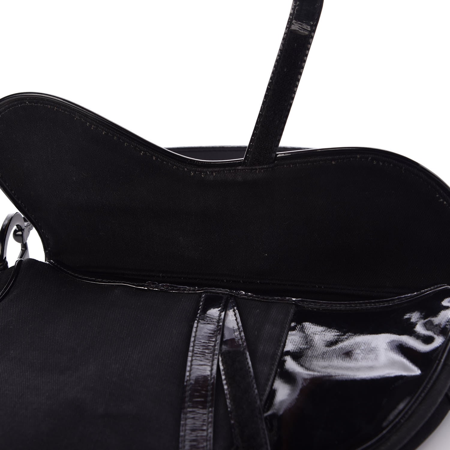 Christian Dior Canvas Patent Calfskin Saddle Bag Black 8 of 8