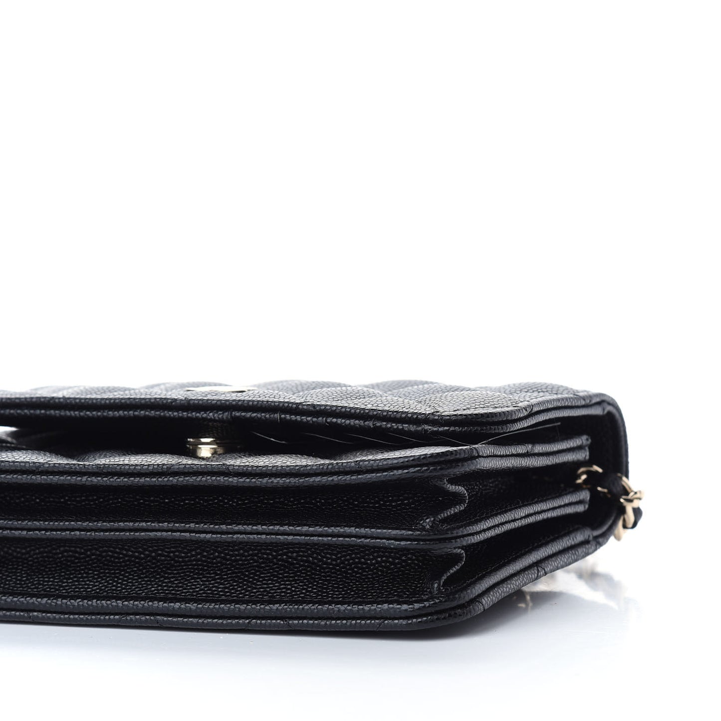 Caviar Quilted Mini Wallet On Chain WOC Black