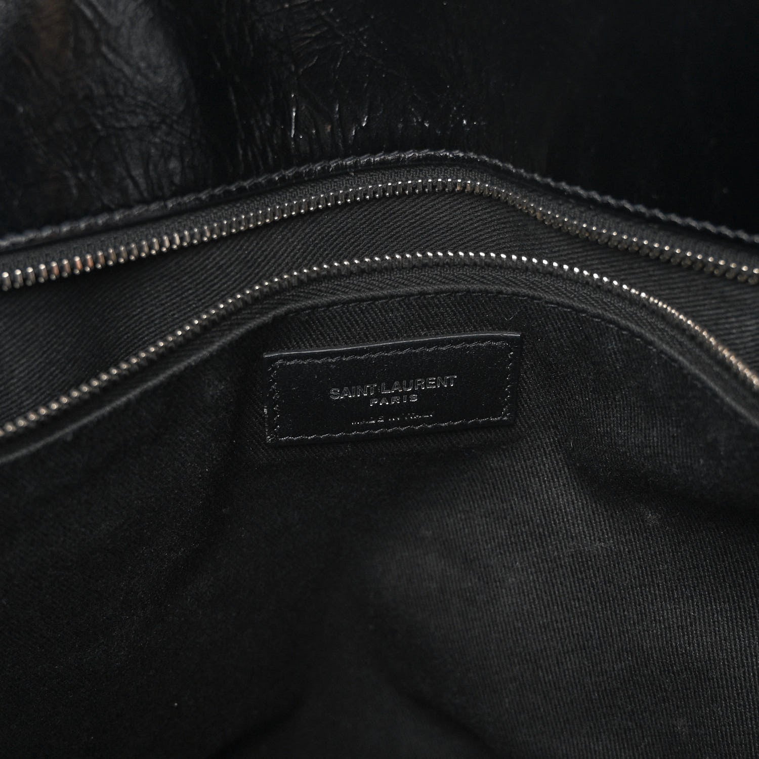 Saint Laurent Cracked Shiny Calfskin Souple 36H Sac De Jour Duffle Black 6 of 10
