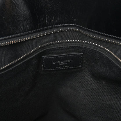 Saint Laurent Cracked Shiny Calfskin Souple 36H Sac De Jour Duffle Black 6 of 10