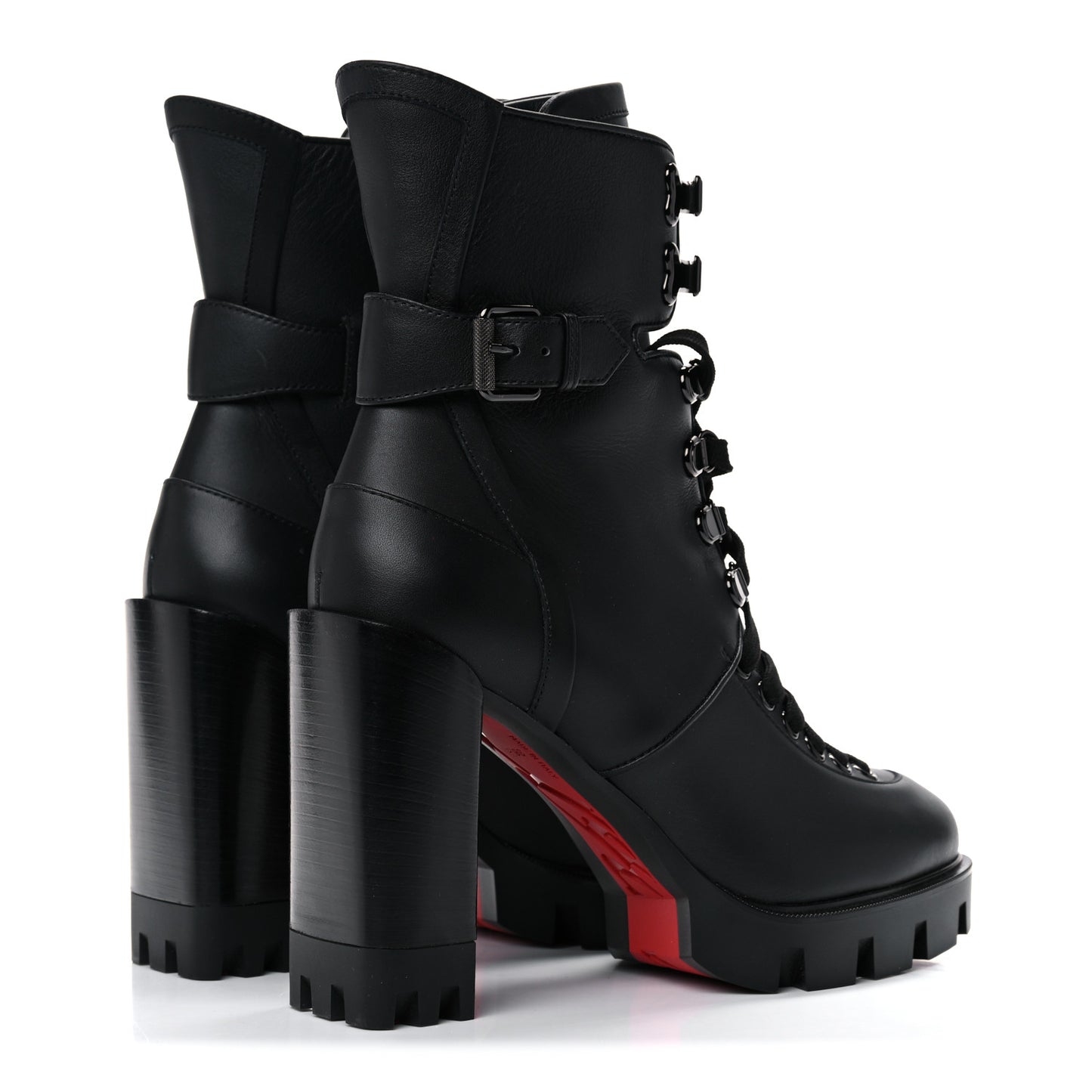 Calfskin Macademia 100 Biker Platform Boots 38.5 Black