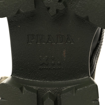 Prada Spazzolato Rois Re-Nylon Metal Triangle Logo Monolith Pouch Pocket 55mm Boots 40.5 Militare 7 of 9