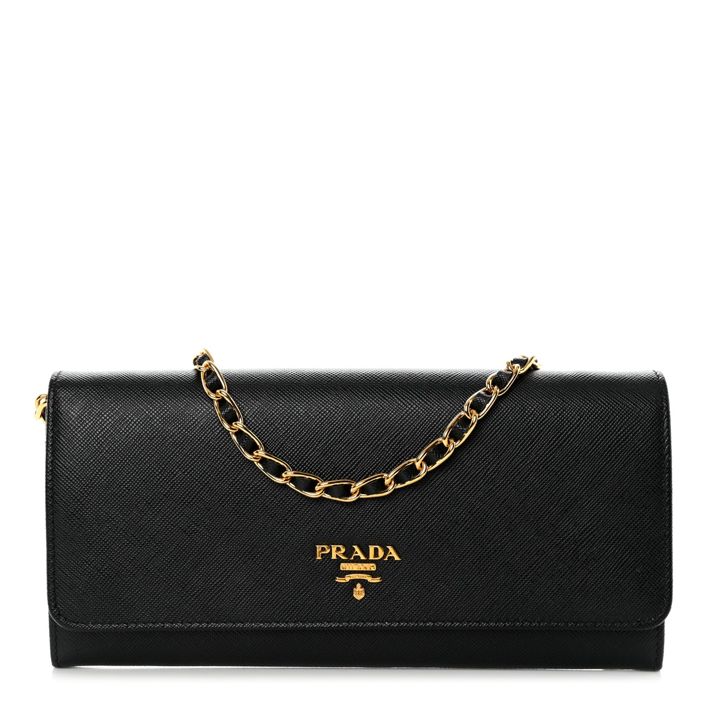Saffiano Metal Oro Chain Wallet Black