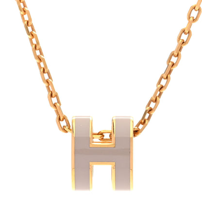 Hermes Lacquered Gold Mini Pop H Pendant Necklace Marron Glace 4 of 9