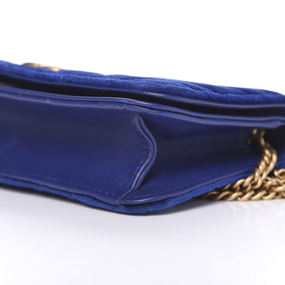Gucci Velvet Matelasse GG Marmont Mini Bag Cobalt Blue 10 of 11