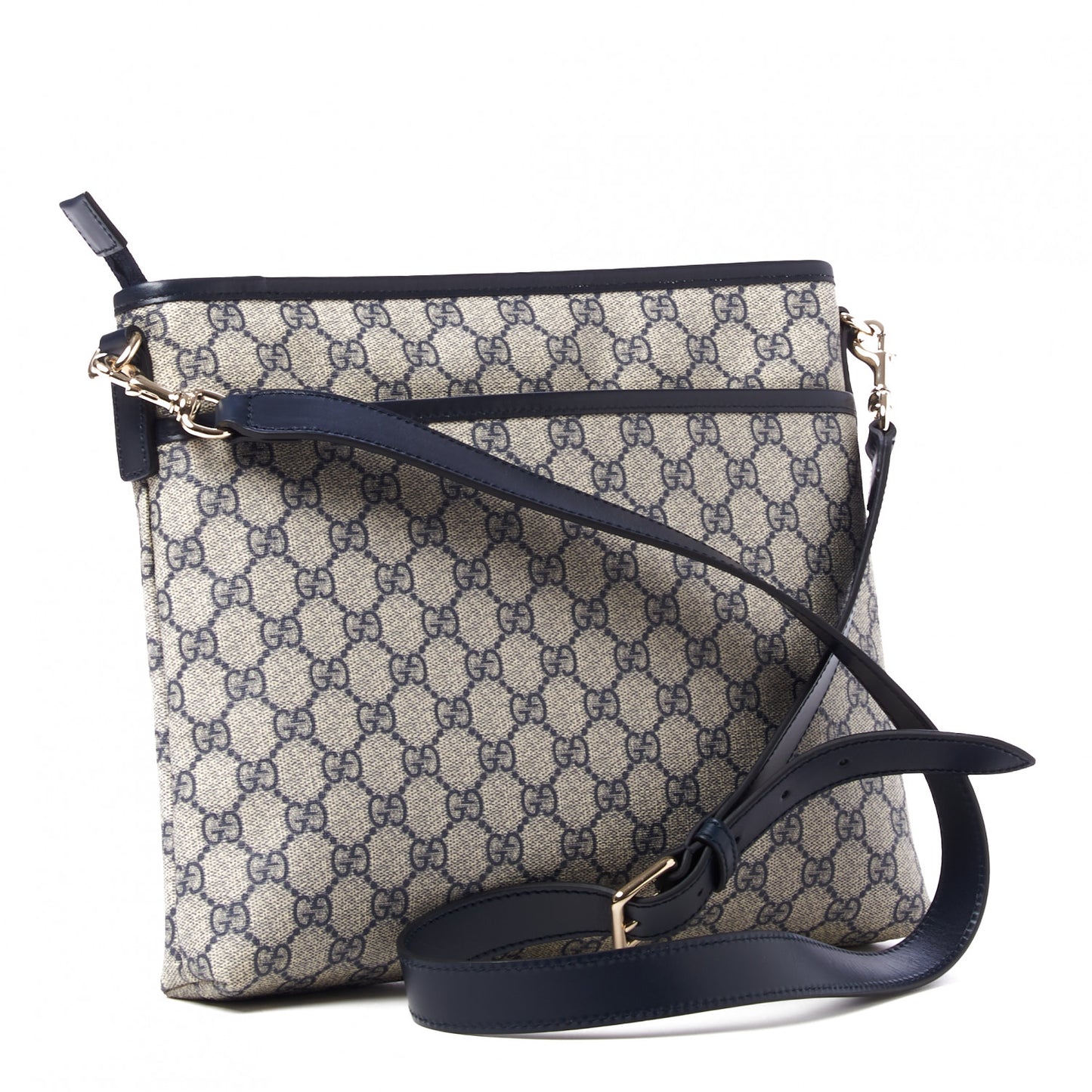 GG Plus Monogram Medium Flat Messenger Bag Navy