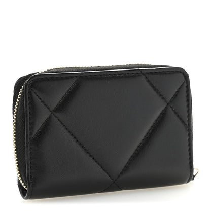 Chanel Lambskin Quilted Chanel 19 Zip Around Coin Purse Wallet Black 3 of 10