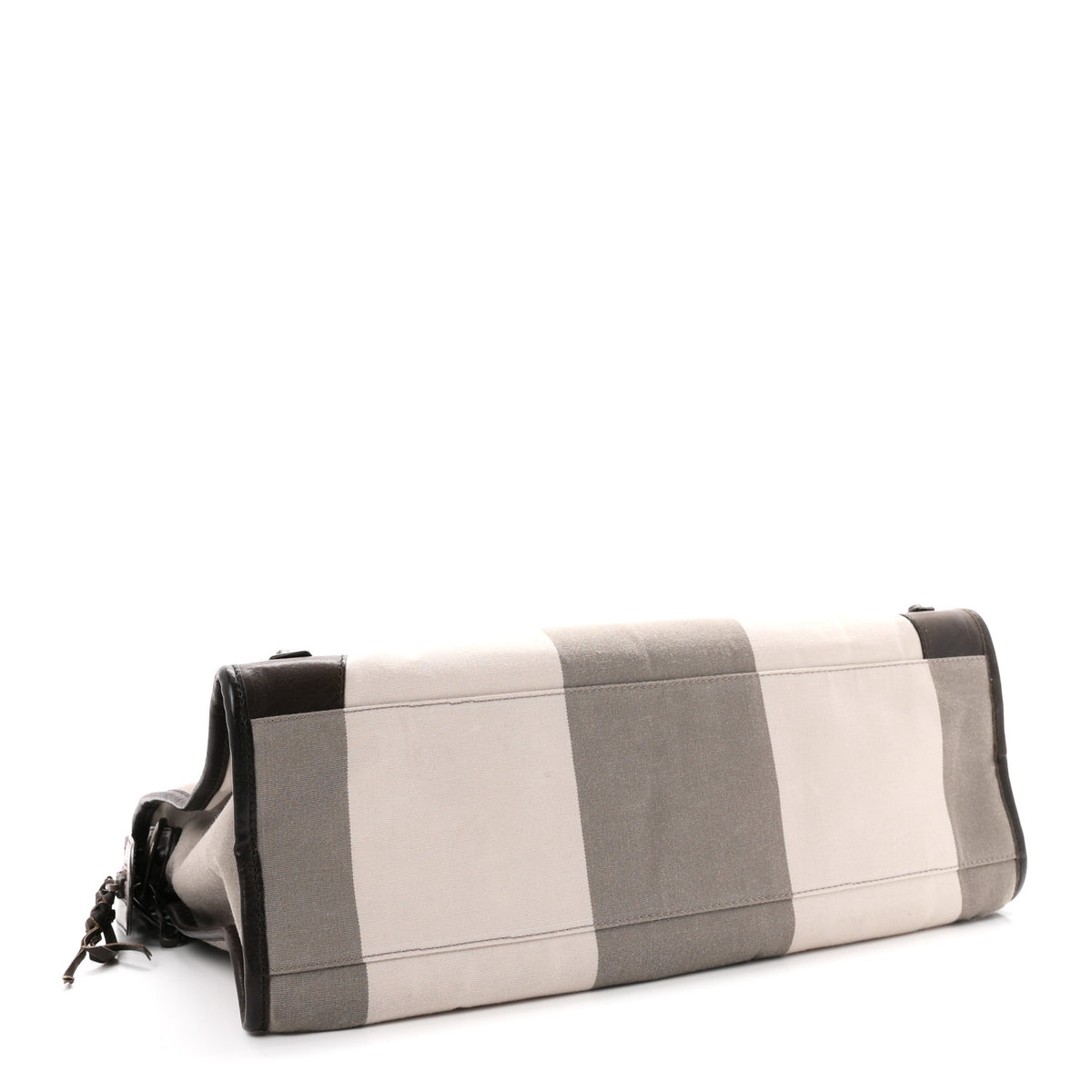 Balenciaga Agneau Canvas Striped Raye Classic Hardware City Brown Grey 4 of 12