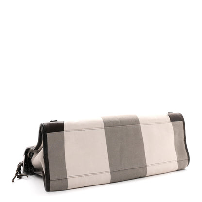 Balenciaga Agneau Canvas Striped Raye Classic Hardware City Brown Grey 4 of 12