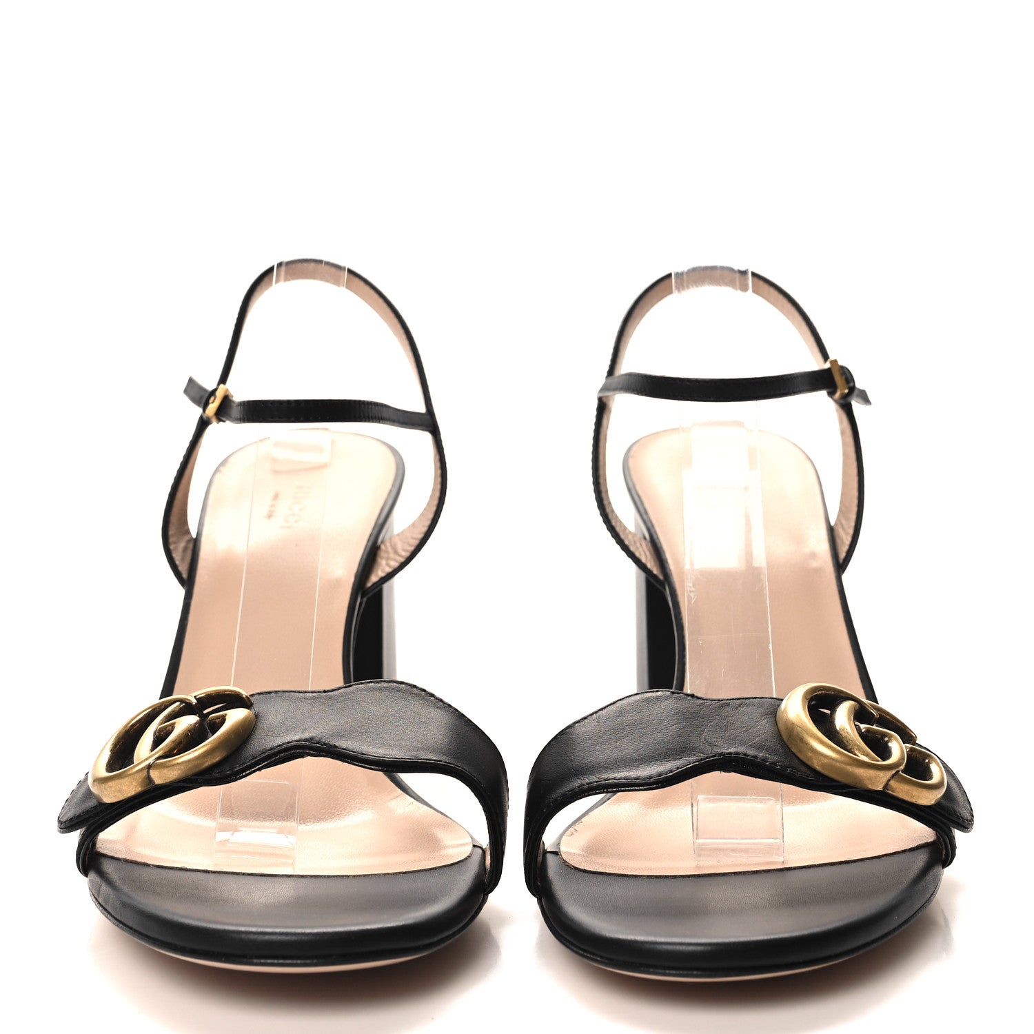 Gucci Lifford Calfskin GG Marmont Ankle Wrap 75mm Sandals 41 Black 2 of 8