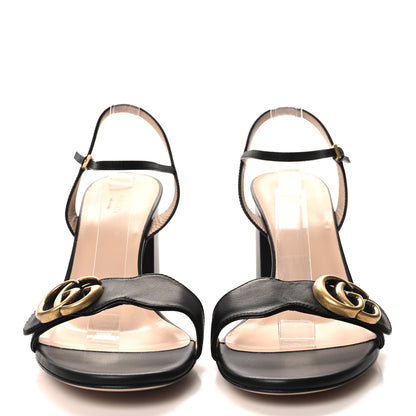 Gucci Lifford Calfskin GG Marmont Ankle Wrap 75mm Sandals 41 Black 2 of 8