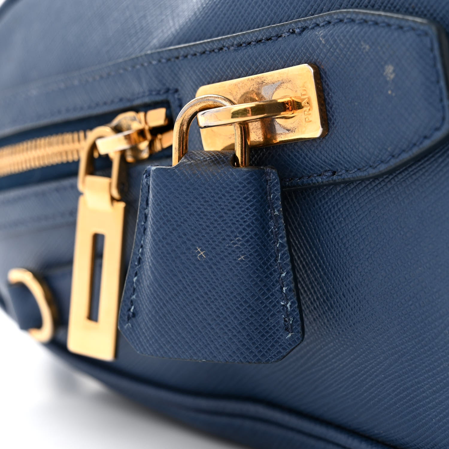 Prada Saffiano Lux Bowler Blue 13 of 17