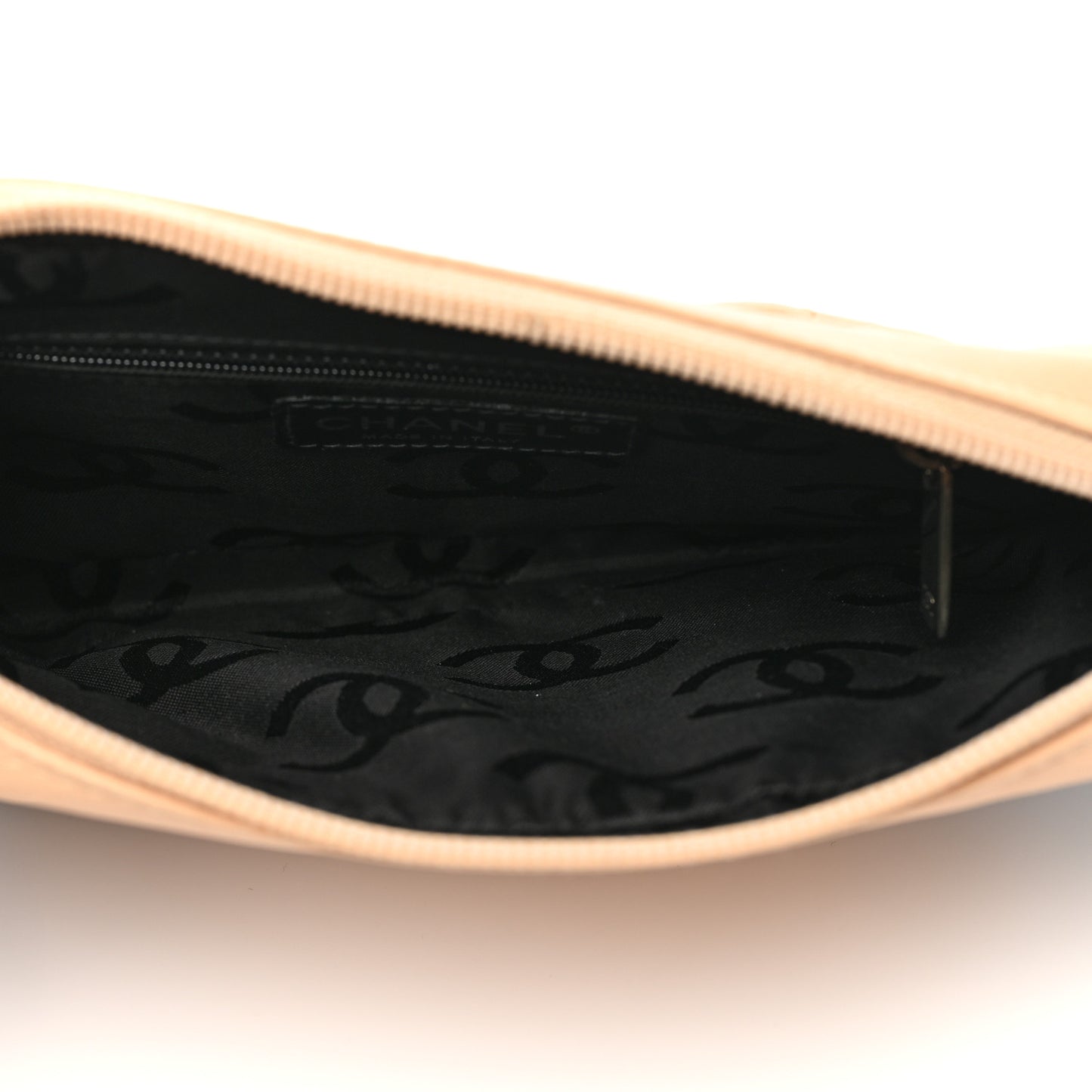 Calfskin Quilted Cambon Pochette Beige Black