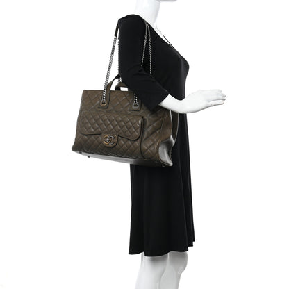 Chanel Caviar Quilted Large Casual Pocket Tote Khaki 2 of 8