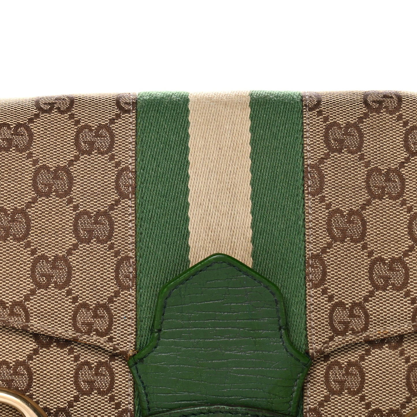 Monogram Horsebit Web Flap Bag Green