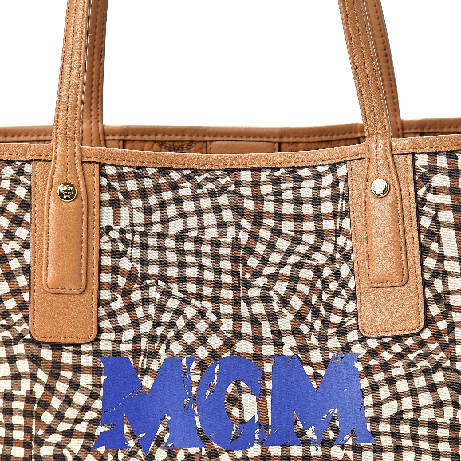 MCM Visetos Medium Liz Reversible Shopper Tote Cognac 13 of 15