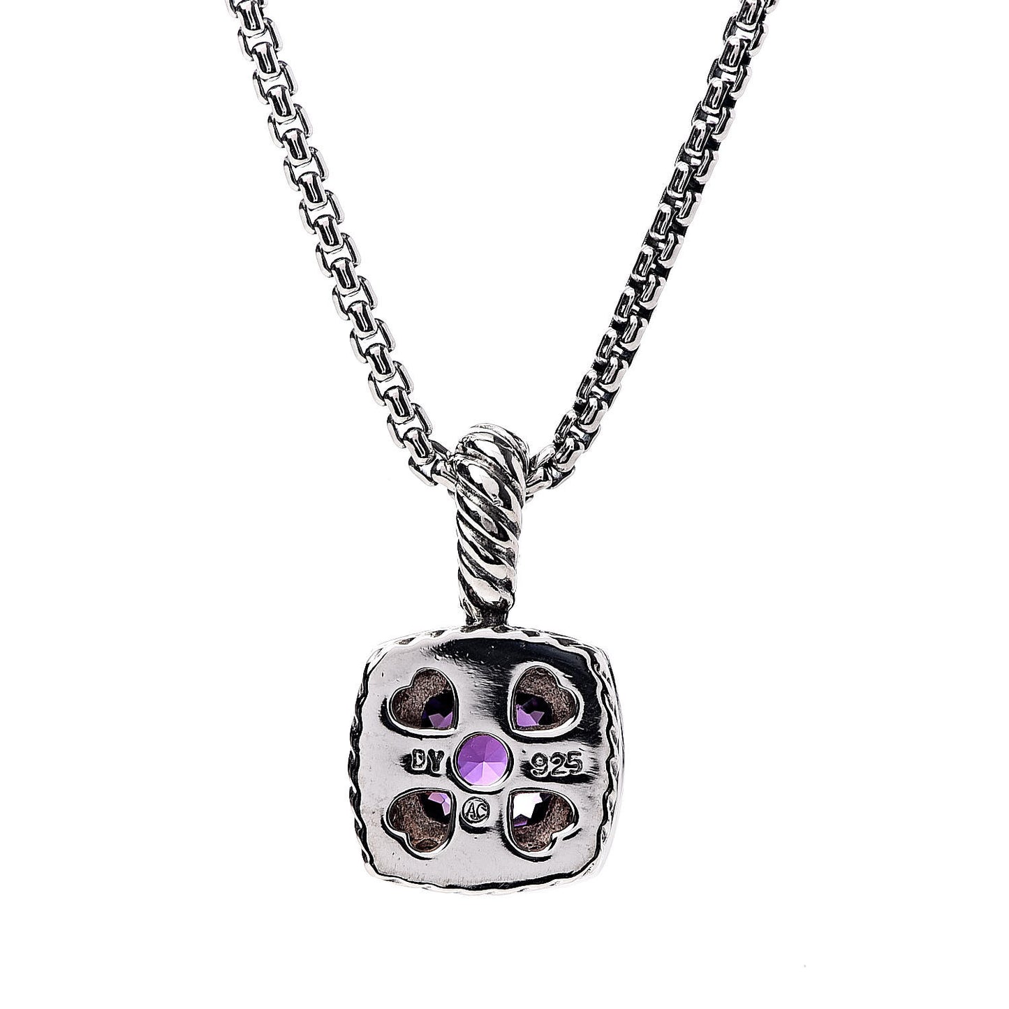 Sterling Silver Diamond Amethyst 7mm Petite Albion Pendant Necklace