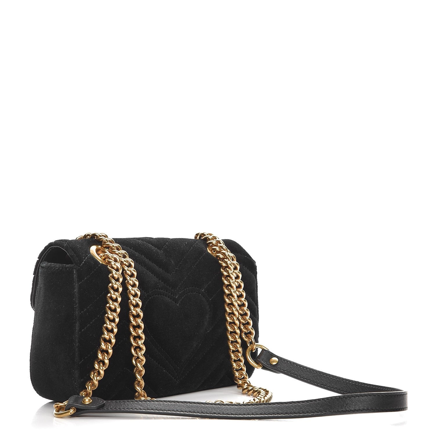Gucci Velvet Matelasse Mini GG Marmont Shoulder Bag Black 3 of 7