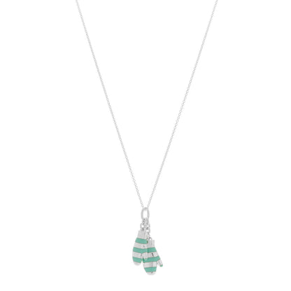 Tiffany Sterling Silver Enamel Mittens Charm Necklace Blue 1 of 7