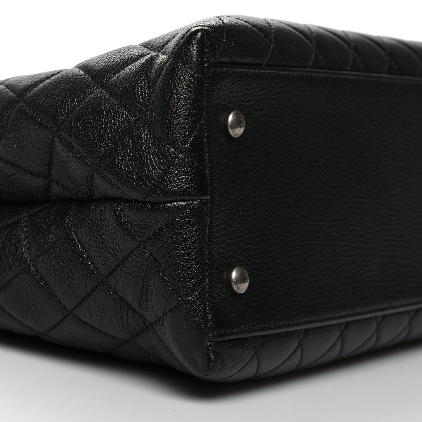 Goatskin Quilted Small CC University Shopping Tote Black