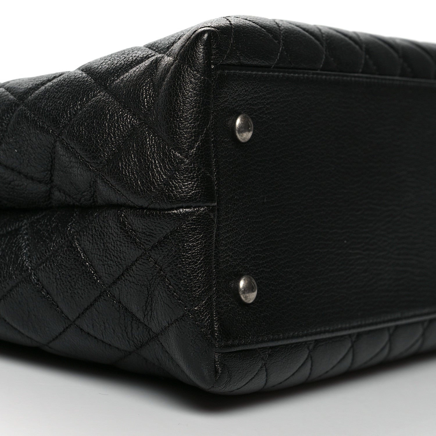 Chanel Goatskin Quilted Small CC University Shopping Tote Black 8 of 10