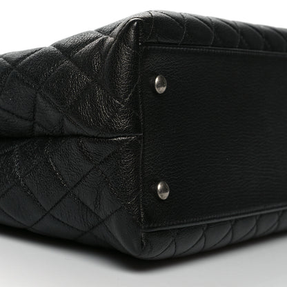 Chanel Goatskin Quilted Small CC University Shopping Tote Black 8 of 10