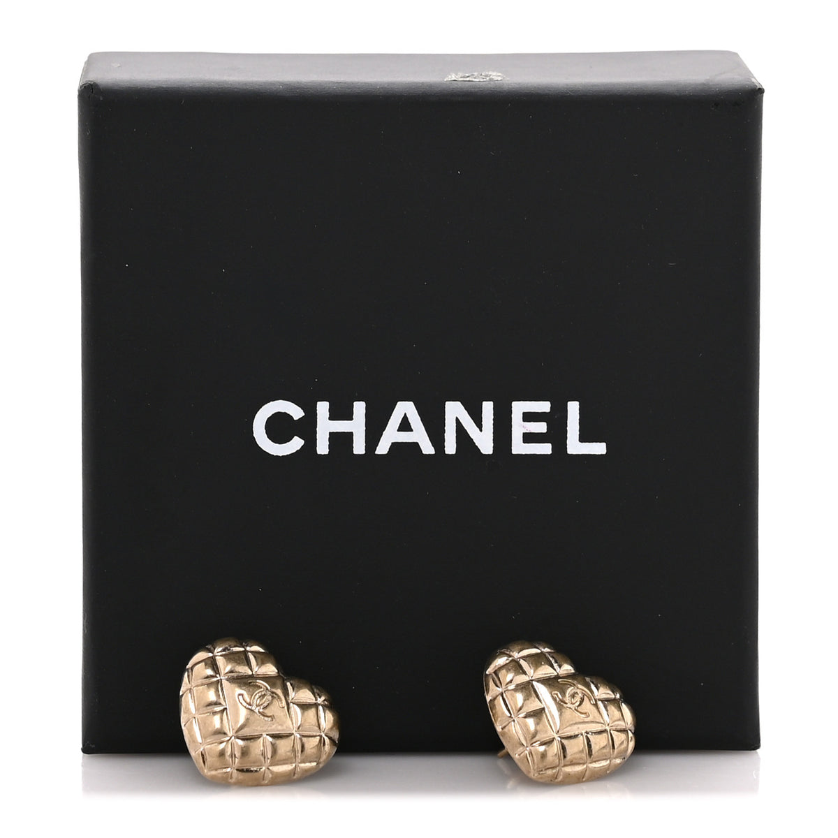 Chanel Quilted CC Heart Earrings Gold 5 of 5