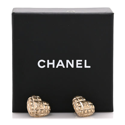 Chanel Quilted CC Heart Earrings Gold 5 of 5