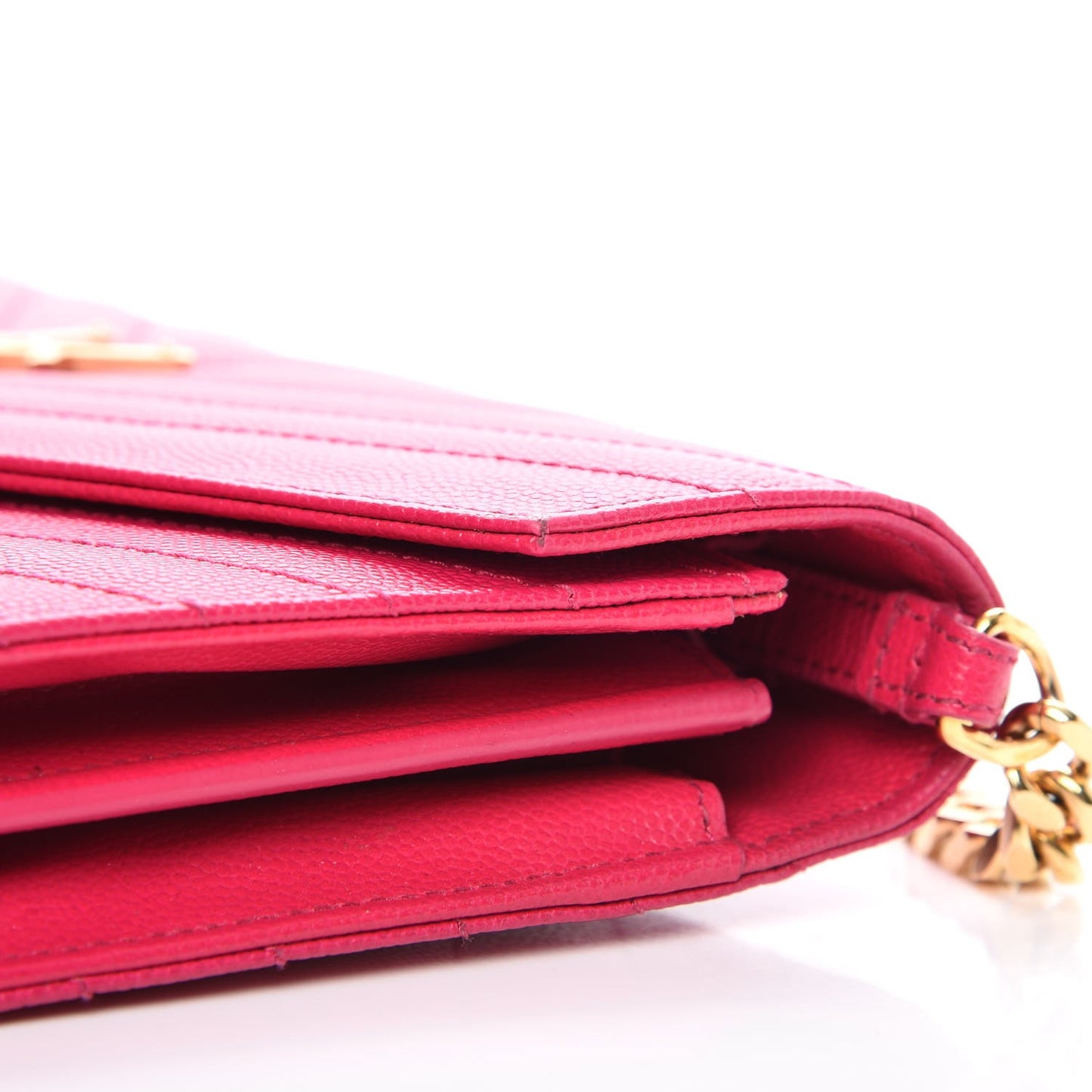 Grain De Poudre Matelasse Chevron Monogram Chain Wallet Bubblegum