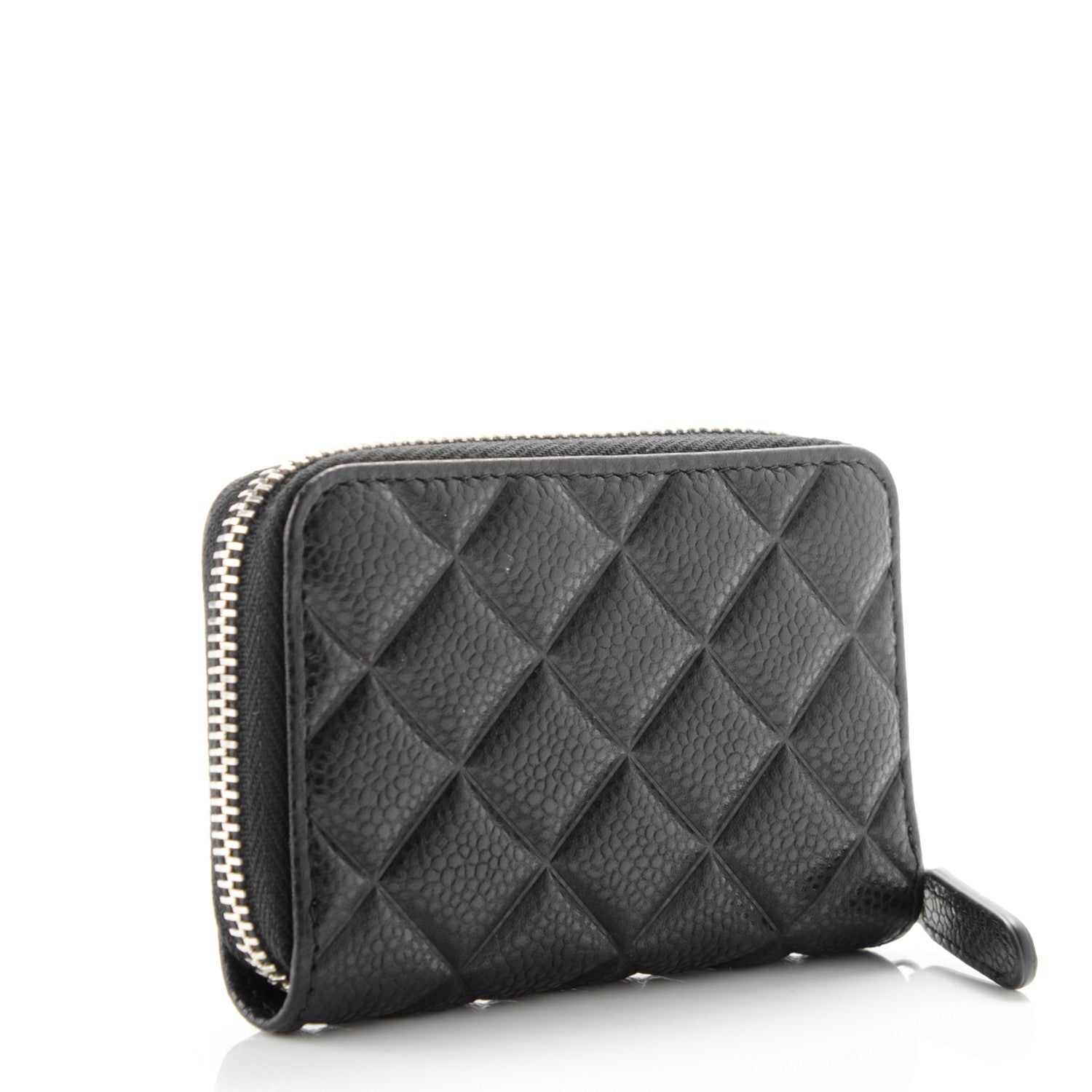 Chanel Caviar Quilted Diamond CC Zip Coin Purse Black 3 of 7