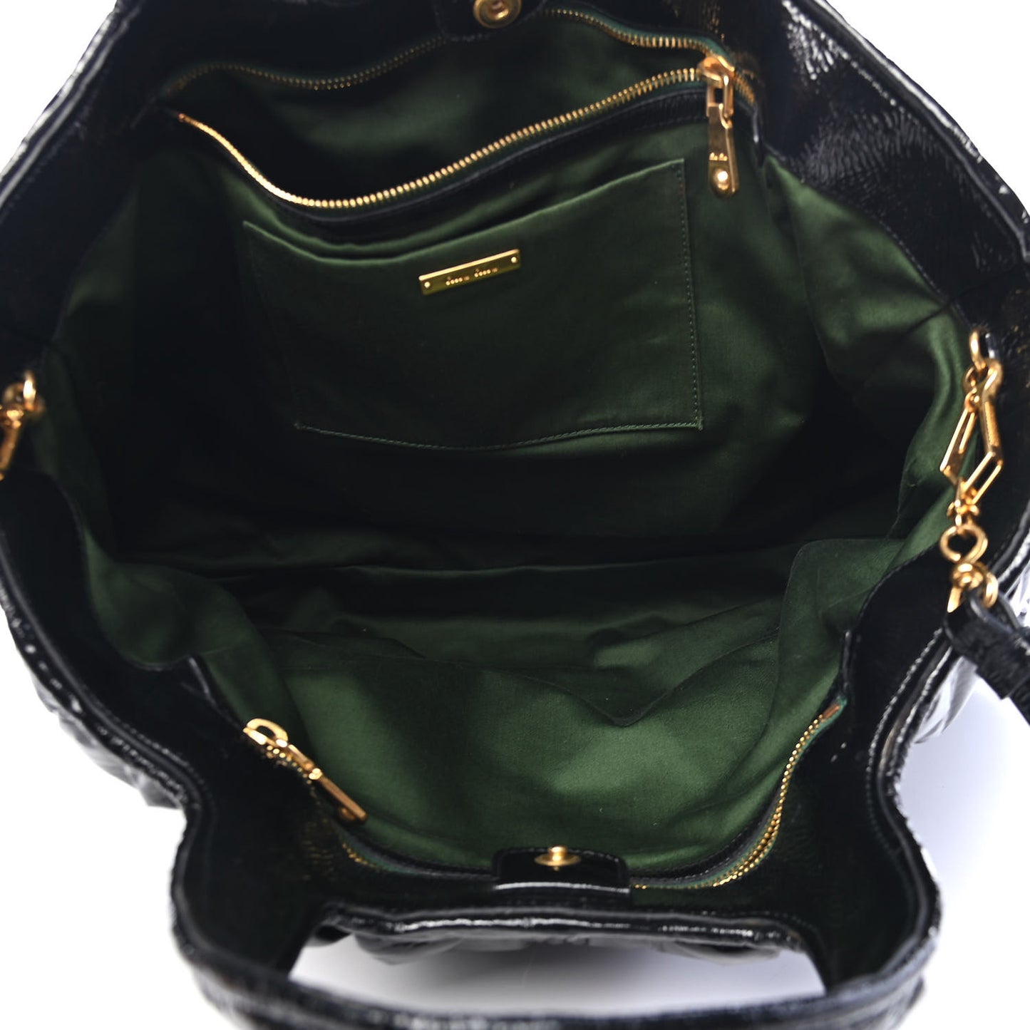 Patent Matelasse Shoulder Bag Black