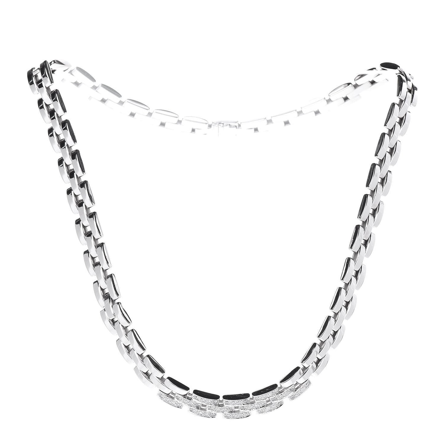 18K White Gold Diamond Maillon Panthere Necklace