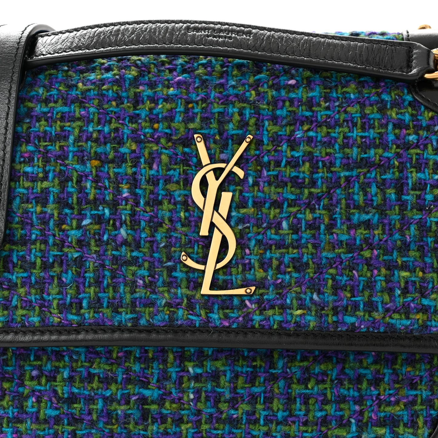 Tweed Calfskin Matelasse Monogram Baby Niki Chain Satchel Blue