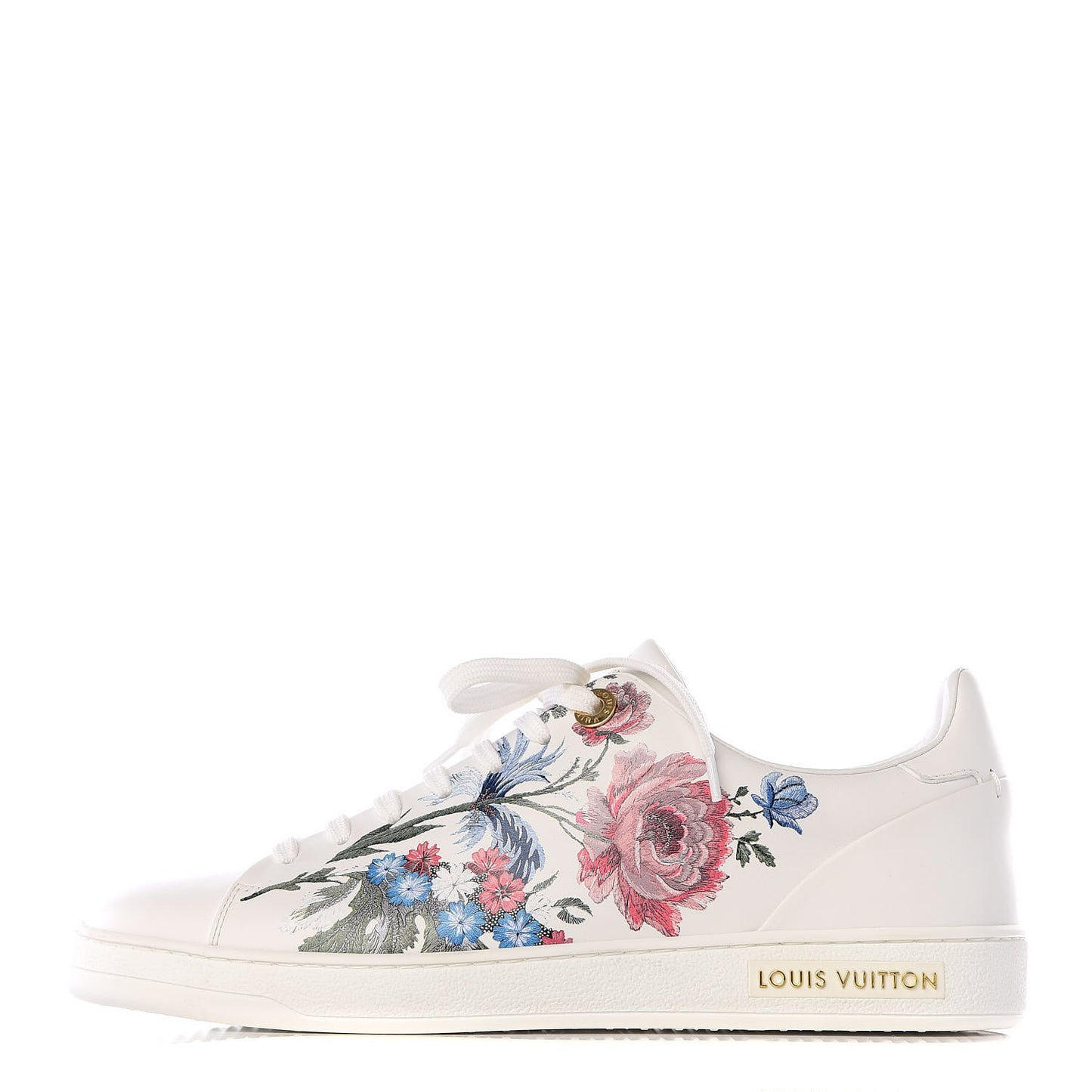 Calfskin Floral Frontrow Sneakers 37.5 White