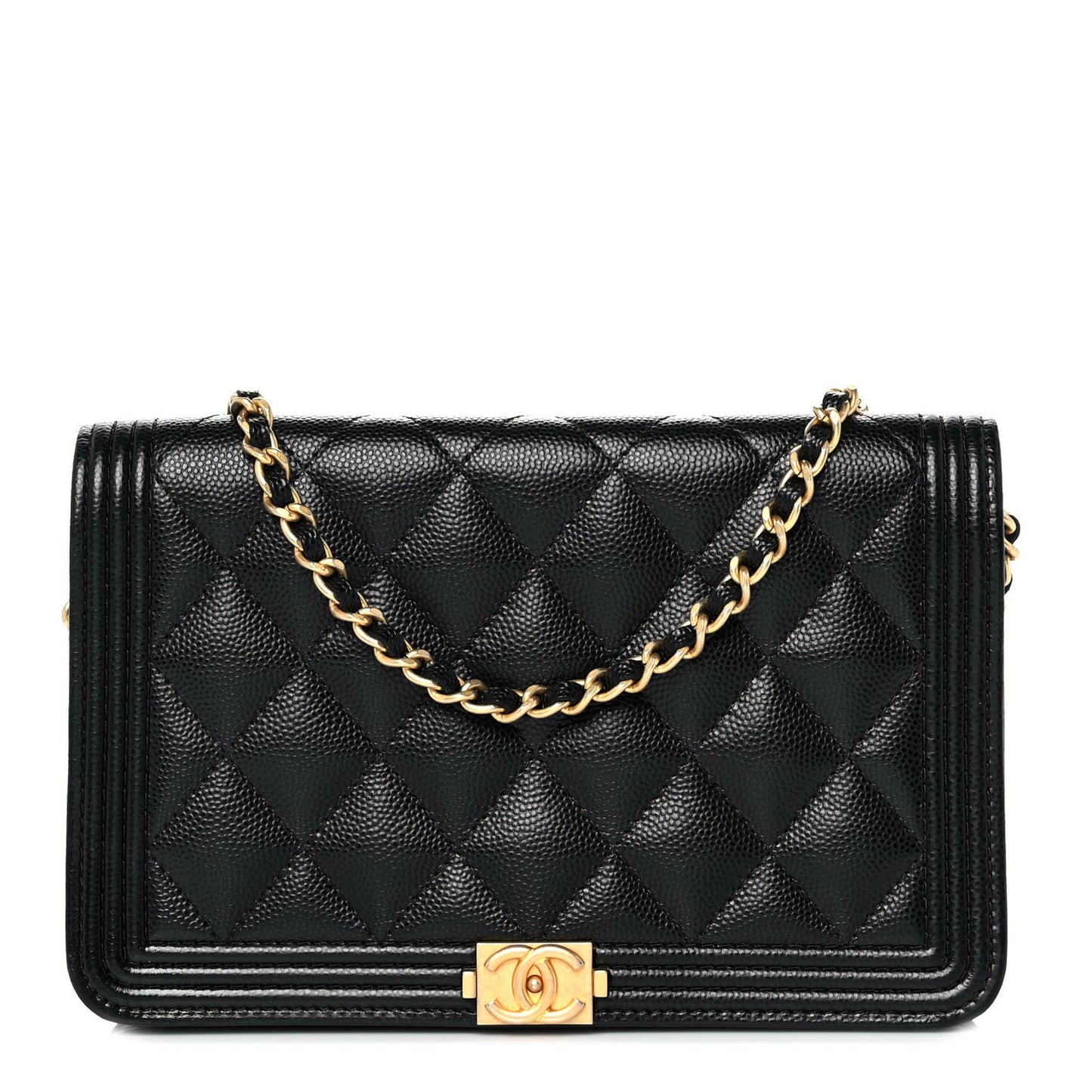 Caviar Quilted Boy Wallet On Chain WOC Black
