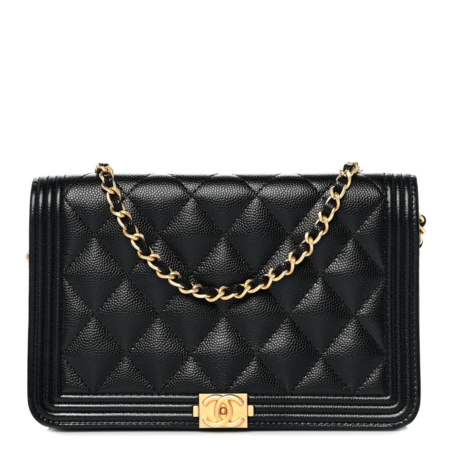 Chanel Caviar Quilted Boy Wallet On Chain WOC Black 1 of 11